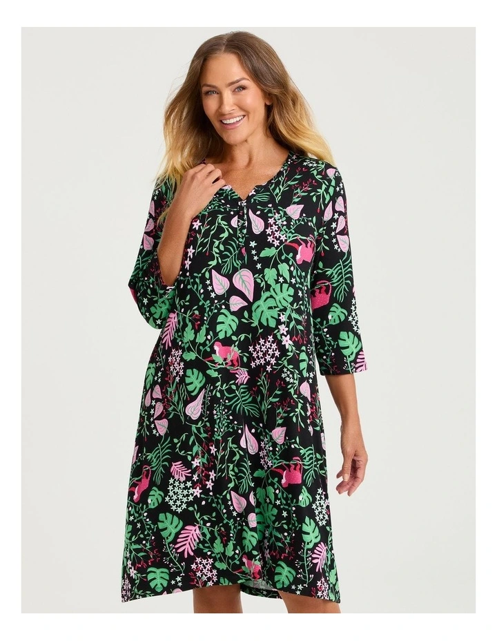 Bamboo Nightie in Midnight Jungle Print image 3