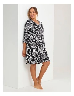 Bamboo Monochrome Nightie Black/off White