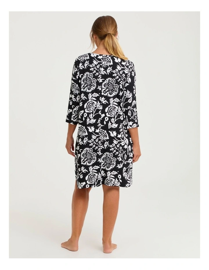 Bamboo Monochrome Nightie Black/off White image 2