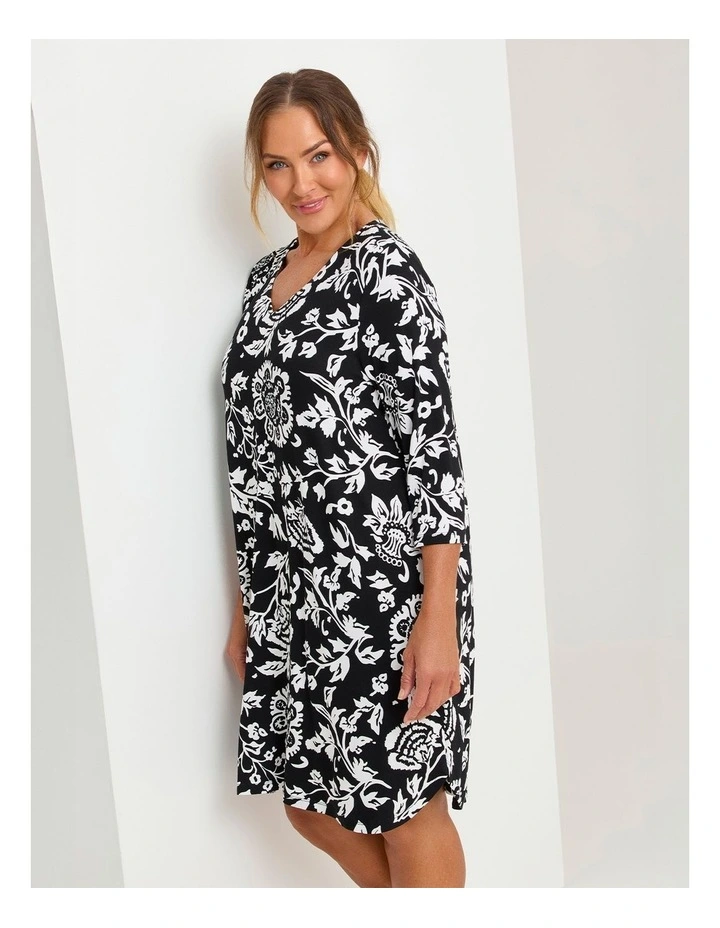 Bamboo Monochrome Nightie Black/off White image 3