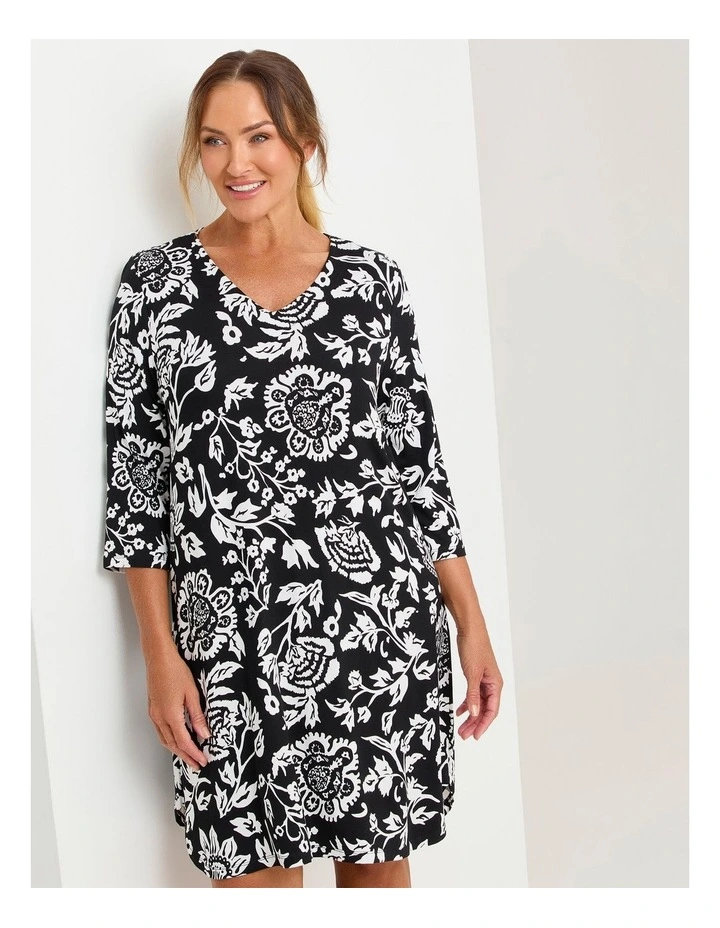 Bamboo Monochrome Nightie Black/off White image 4