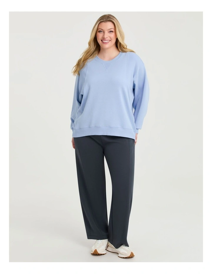 Luxe Touch Seam Wide Leg Trackpant Platinum Steel image 3