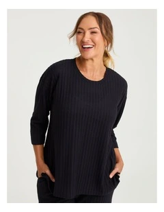 Cosy Rib Lounge Top Black