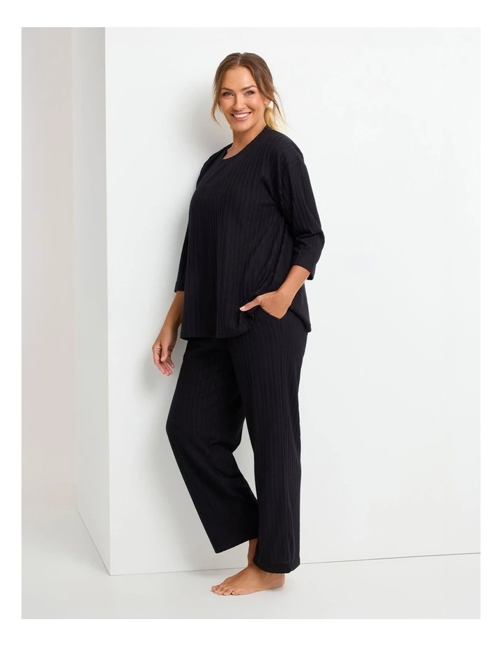 Cosy Rib Lounge Top Black image 4