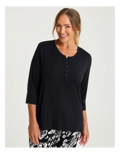Bamboo Monochrome Pyjama Top in Black