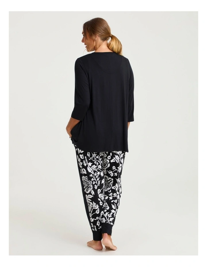 Bamboo Monochrome Pyjama Top in Black image 2