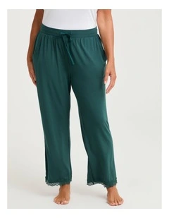 Modal Lace Trim Pyjama Pant Deep Ivy