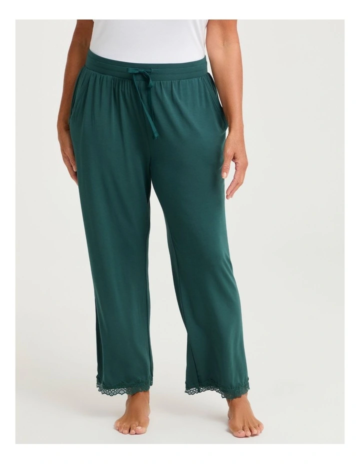 Modal Lace Trim Pyjama Pant Deep Ivy image 1
