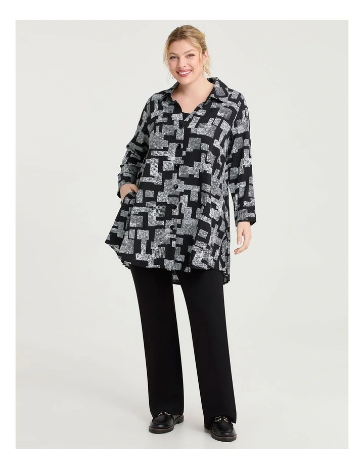 Tetris Sunray Pleat Shirt Black/white Print image 3