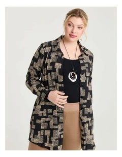 Tetris Sunray Pleat Shirt Black/beige Print