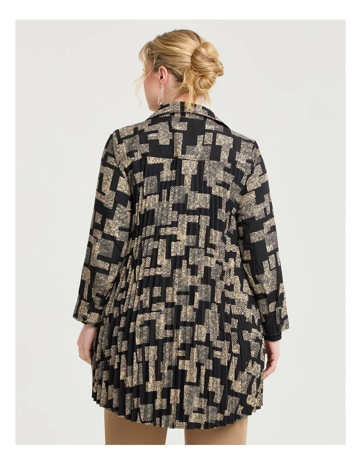 Tetris Sunray Pleat Shirt Black/beige Print image 2