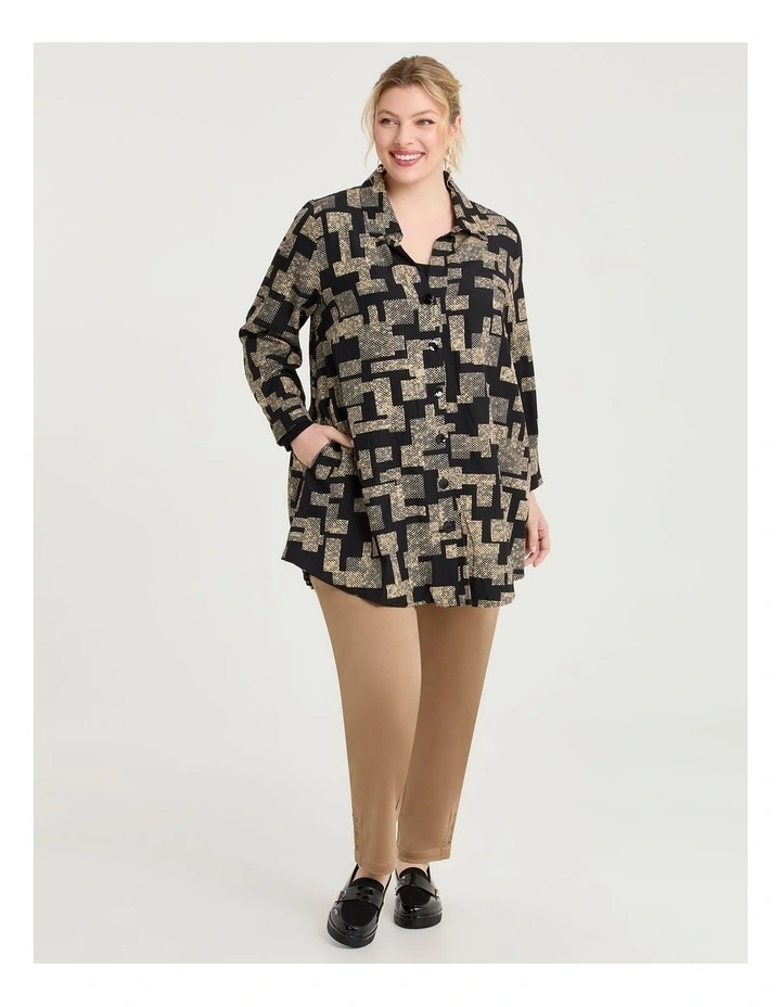 Tetris Sunray Pleat Shirt Black/beige Print image 3