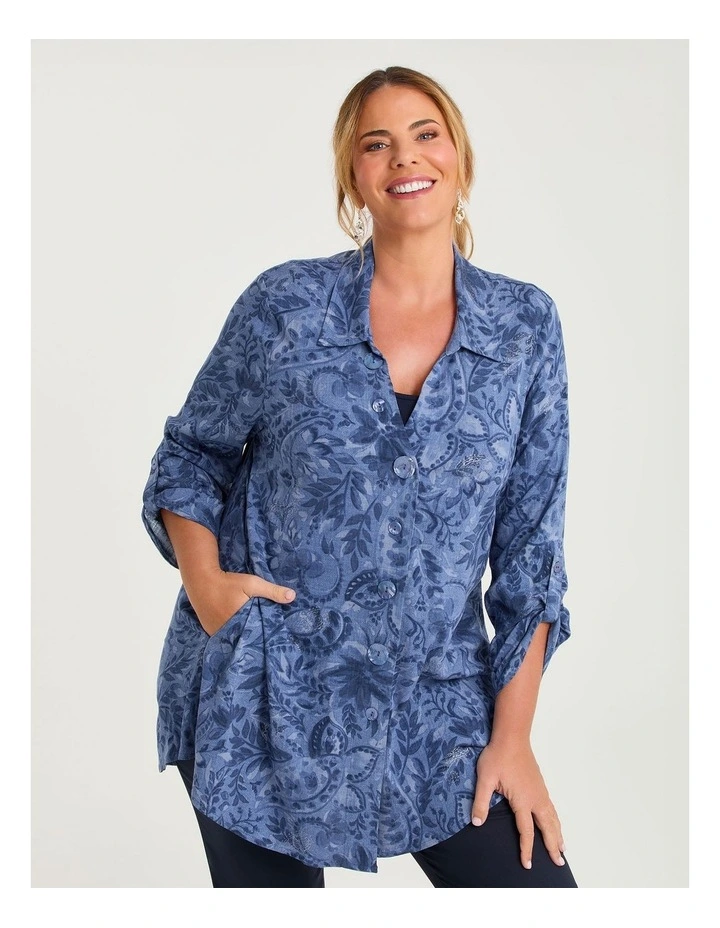 Paisley & Foil Natural Shirt Chambray Print image 1