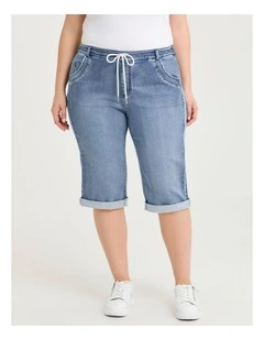 Relaxed Denim Jogger Short Eden Blue Denim