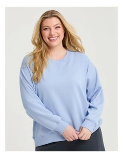 Luxe Touch Rib Detail Sweatshirt Icy Blue