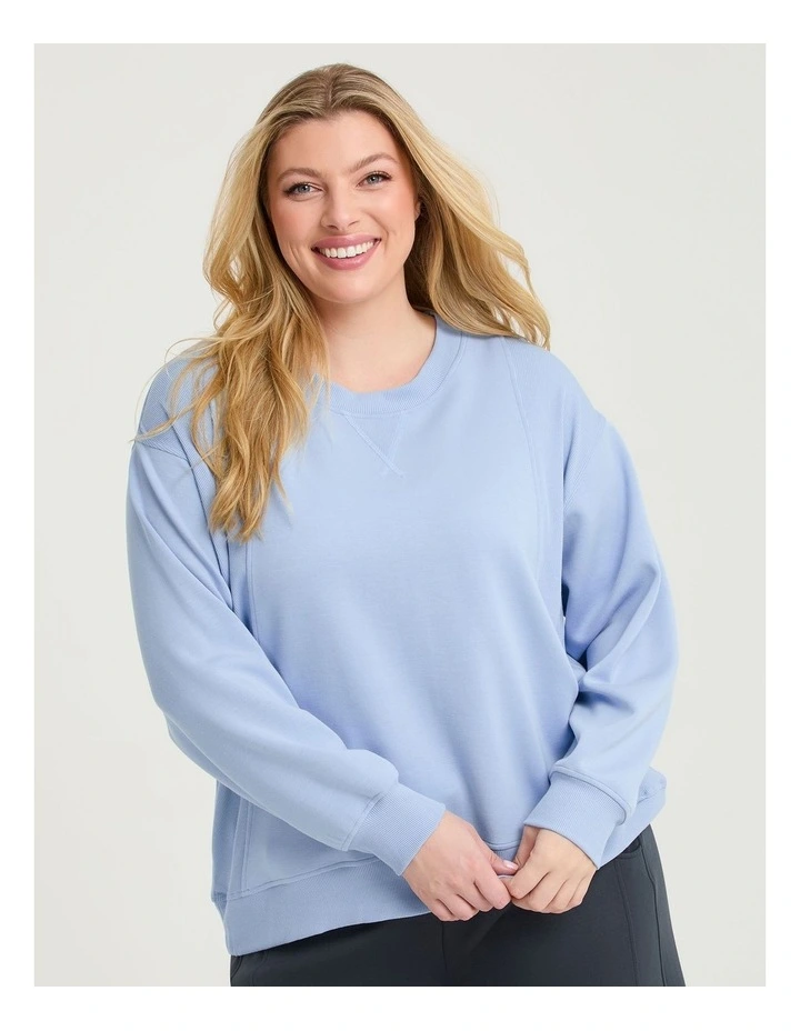 Luxe Touch Rib Detail Sweatshirt Icy Blue image 1