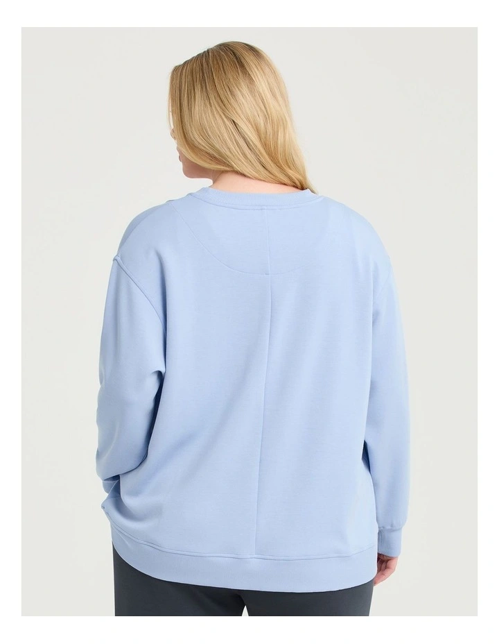 Luxe Touch Rib Detail Sweatshirt Icy Blue image 2