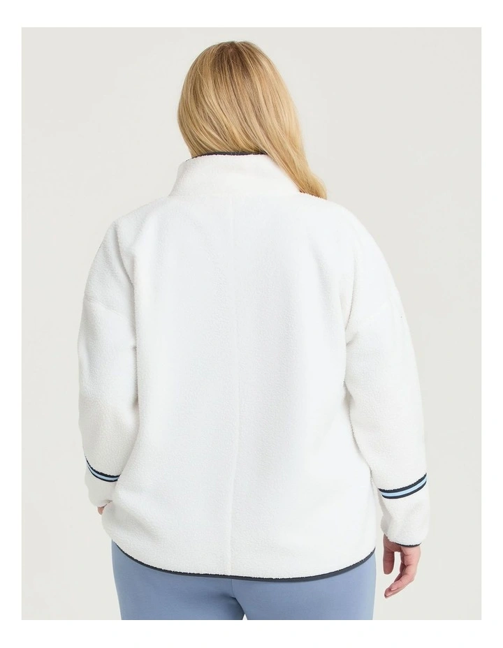 Plush Half Zip Sherpa Fleece Top Vanilla Sky image 2