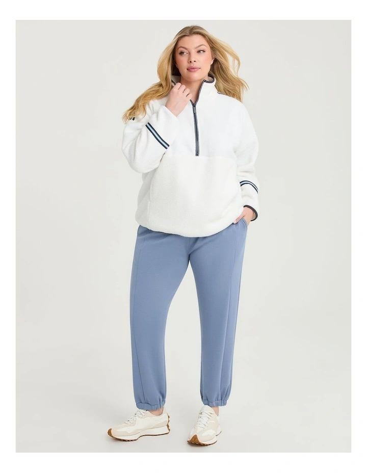 Plush Half Zip Sherpa Fleece Top Vanilla Sky image 3