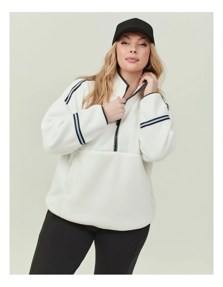 Plush Half Zip Sherpa Fleece Top Vanilla Sky image 4