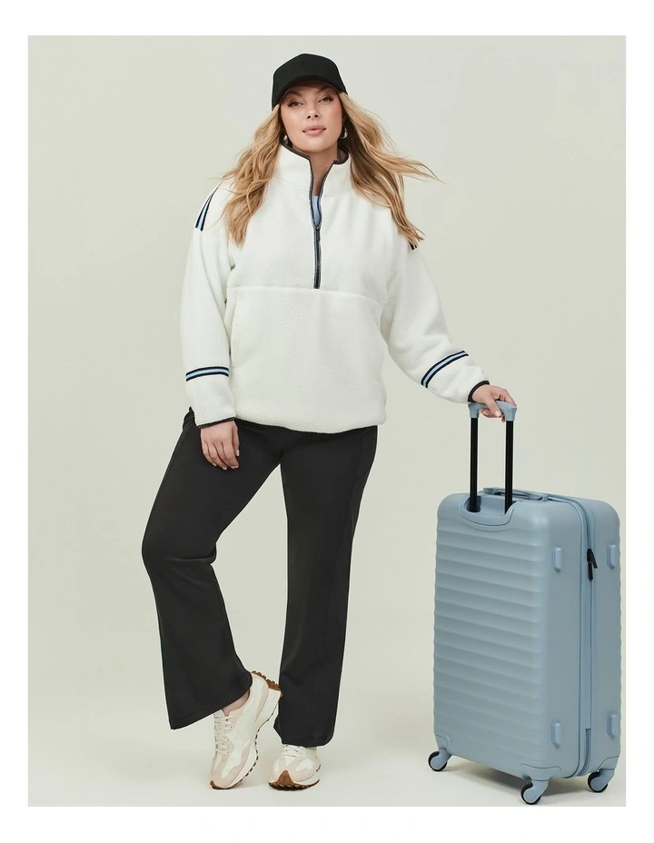 Plush Half Zip Sherpa Fleece Top Vanilla Sky image 5