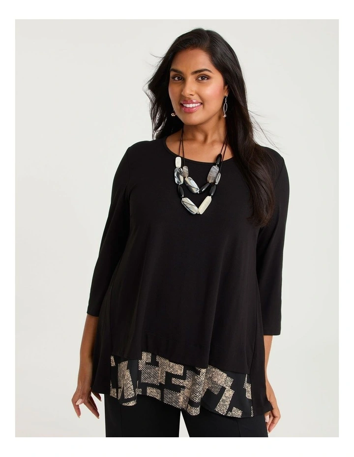 Tab Back Spliced Natural Top Black/beige Print image 1