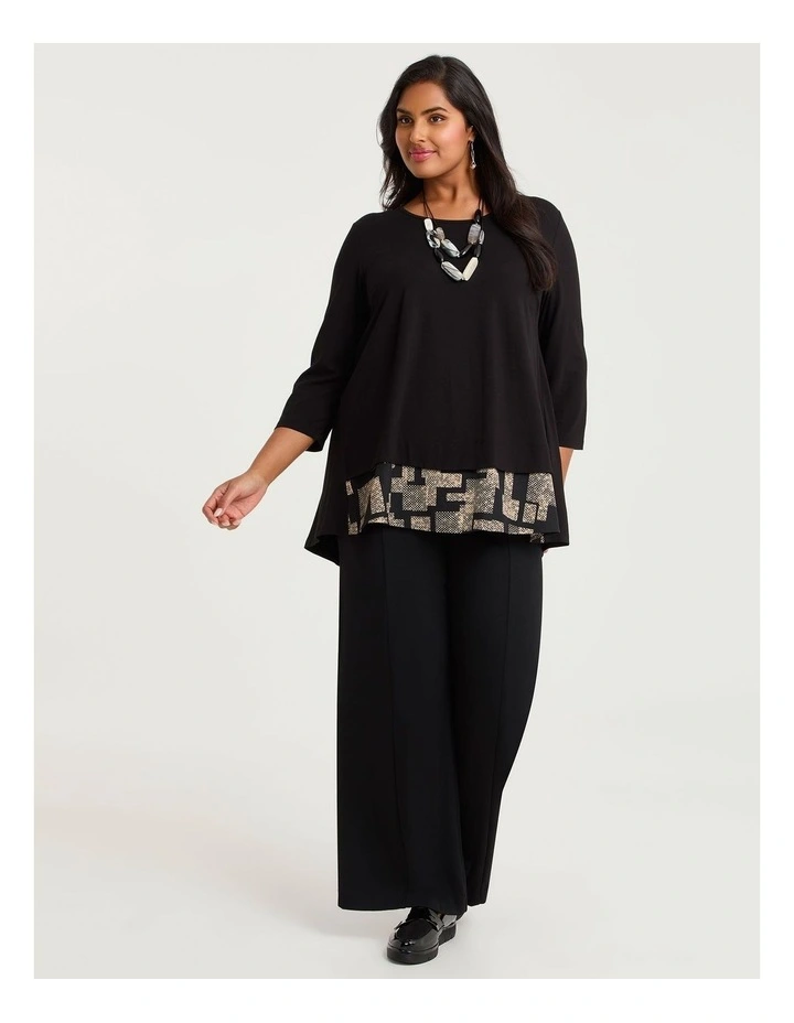 Tab Back Spliced Natural Top Black/beige Print image 3