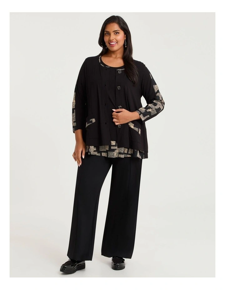 Tab Back Spliced Natural Top Black/beige Print image 4