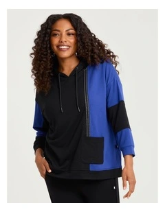 Natural Ines Obsession Splice Top Black and Lapis Blue