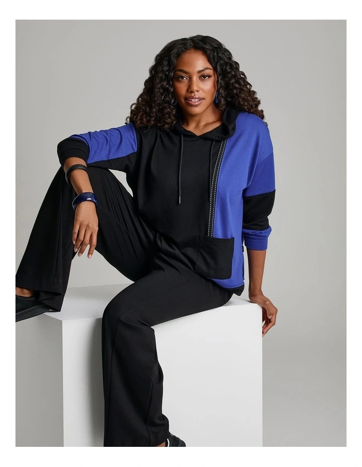 Natural Ines Obsession Splice Top Black and Lapis Blue image 4