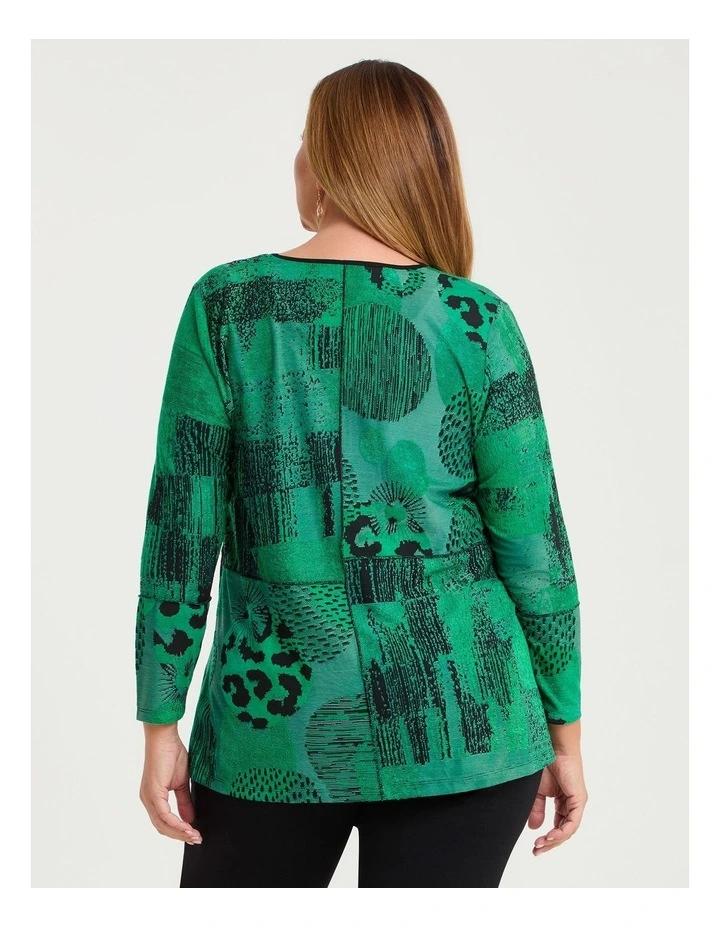 Circle Burnout Pocket Top Jade Green/print image 2