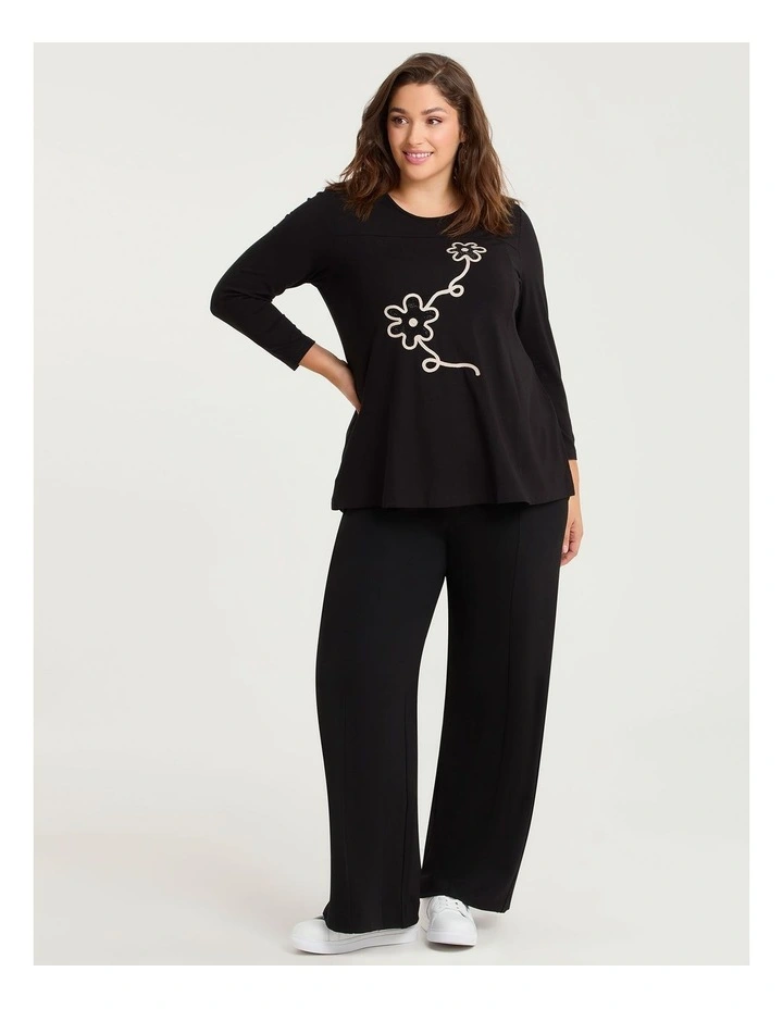 Natural Addison Floral Top Black image 3