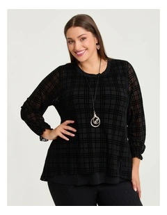 Check It Out Flocked Top Black