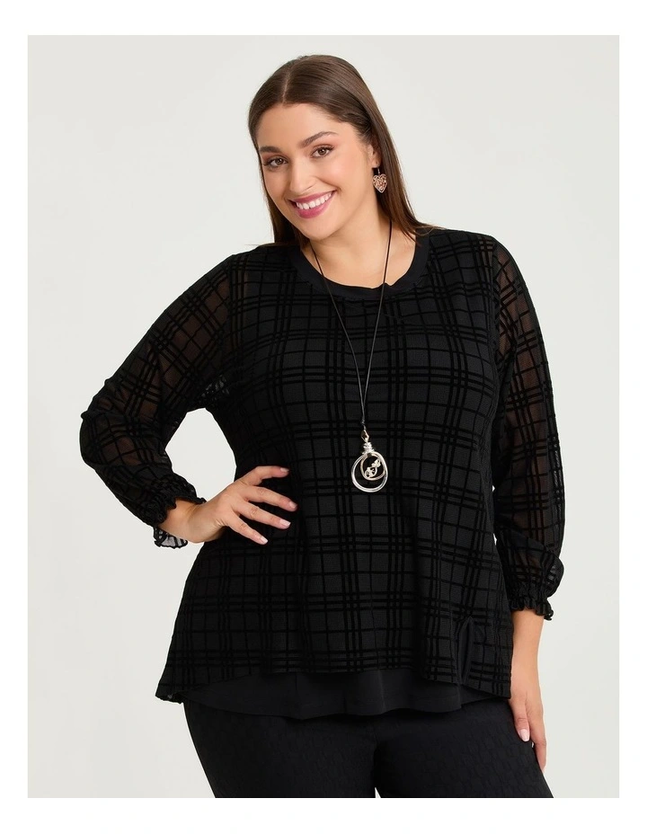 Check It Out Flocked Top Black image 1