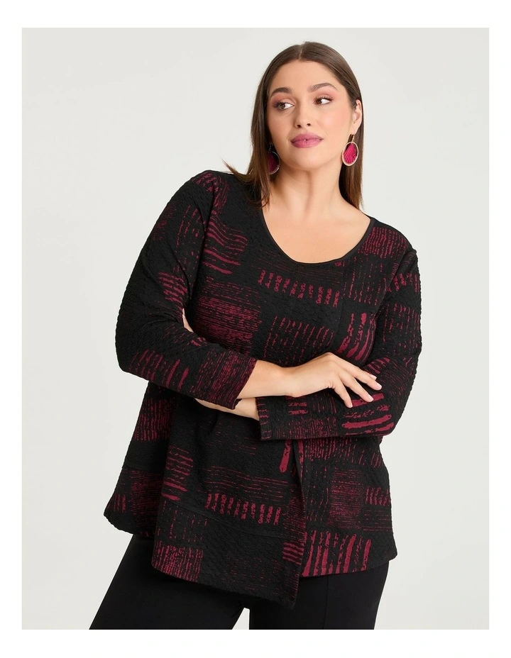 Jacquard Abstract Ruby Top Black/red Print image 1