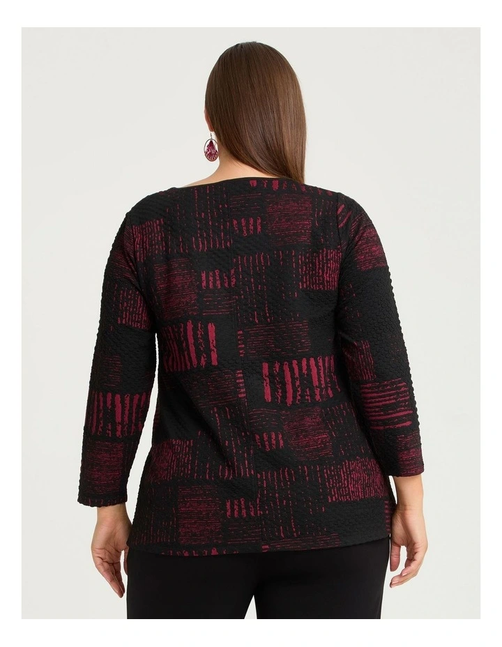 Jacquard Abstract Ruby Top Black/red Print image 2