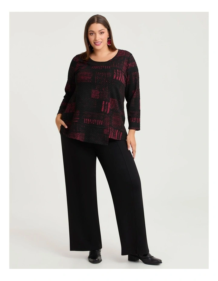 Jacquard Abstract Ruby Top Black/red Print image 3