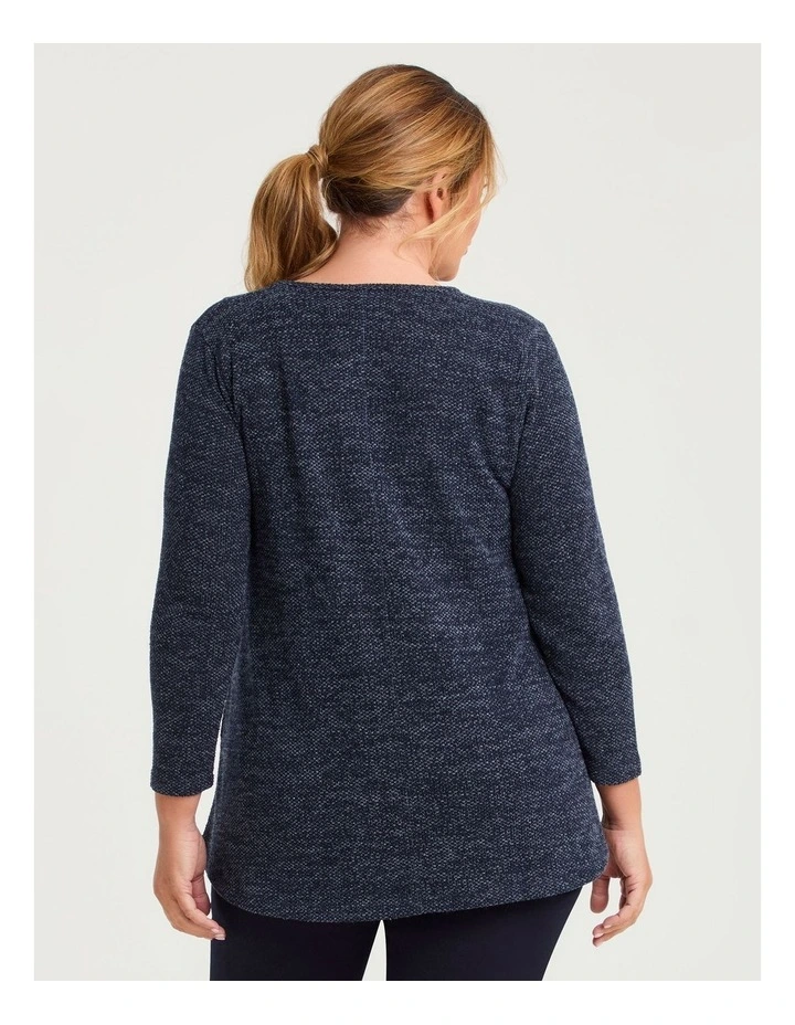Waffle & Rib Snug Top Indigo Melange image 2