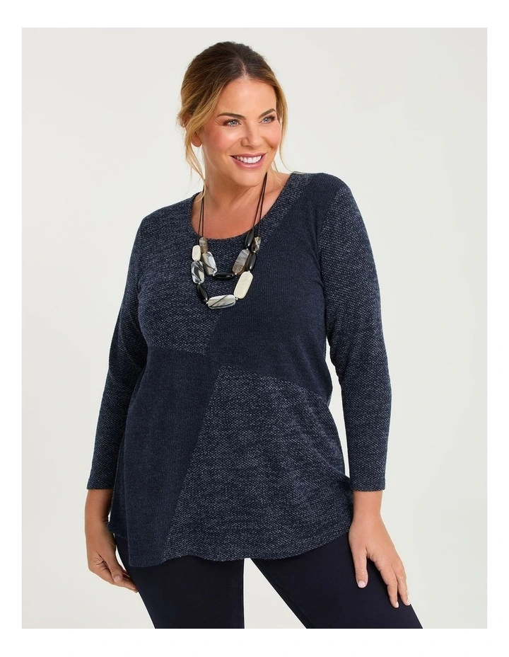 Waffle & Rib Snug Top Indigo Melange image 3