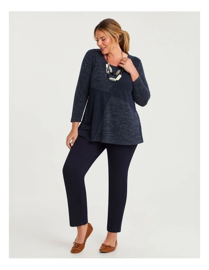 Waffle & Rib Snug Top Indigo Melange image 4