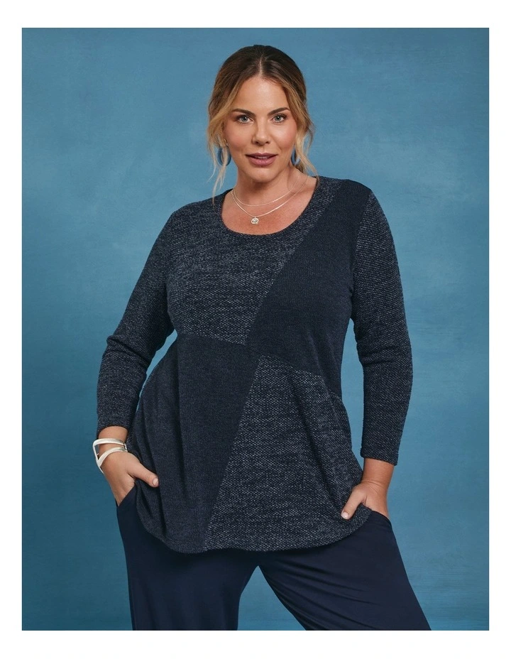 Waffle & Rib Snug Top Indigo Melange image 5