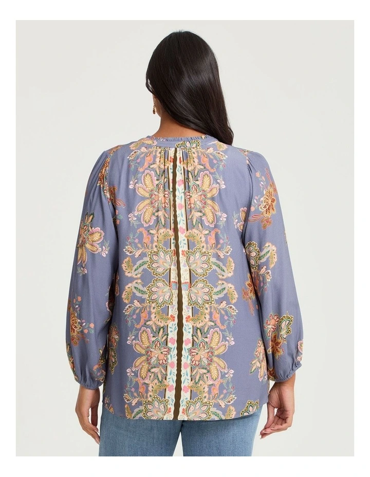 Natural Jacobean Scarf Print Top Print image 2
