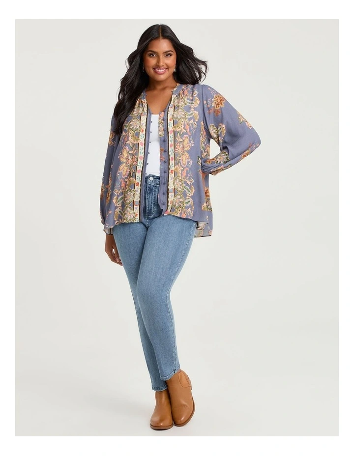 Natural Jacobean Scarf Print Top Print image 4