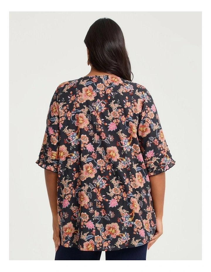 Cotton Winter Floral Pintuck Top Print image 2