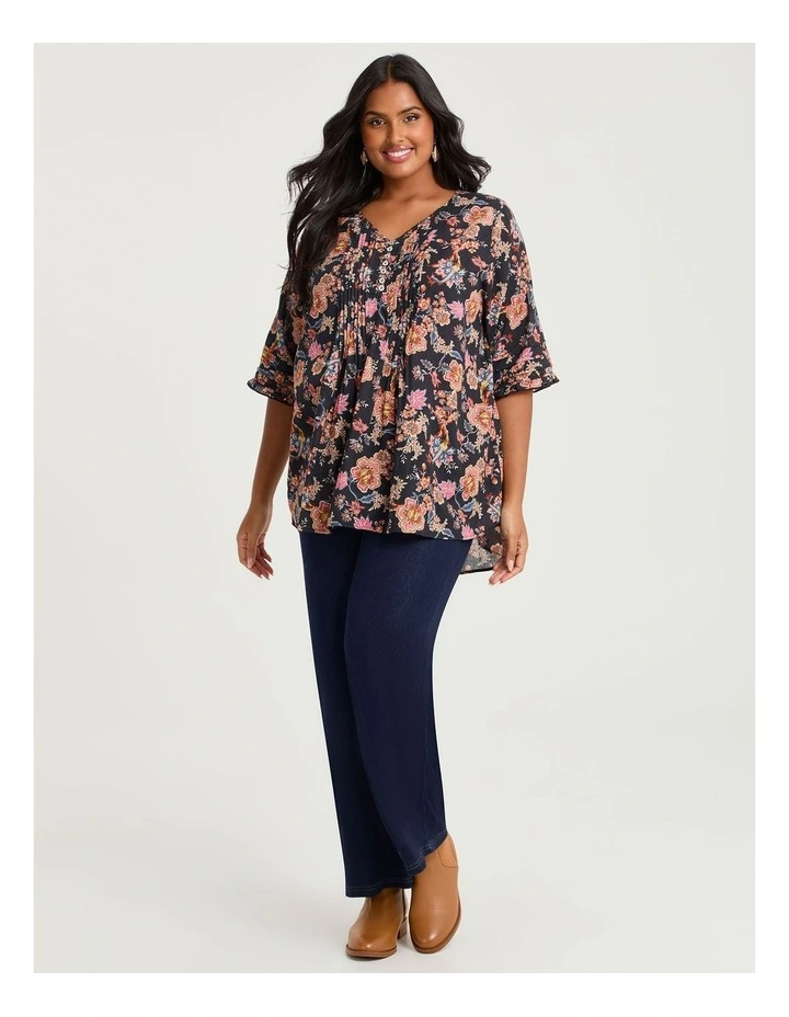 Cotton Winter Floral Pintuck Top Print image 3