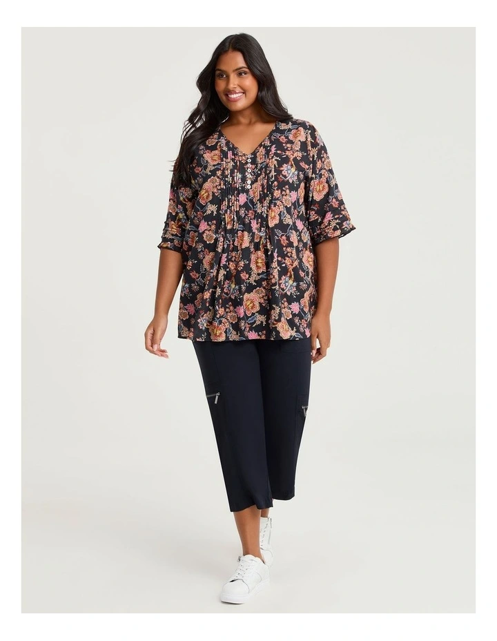 Cotton Winter Floral Pintuck Top Print image 4