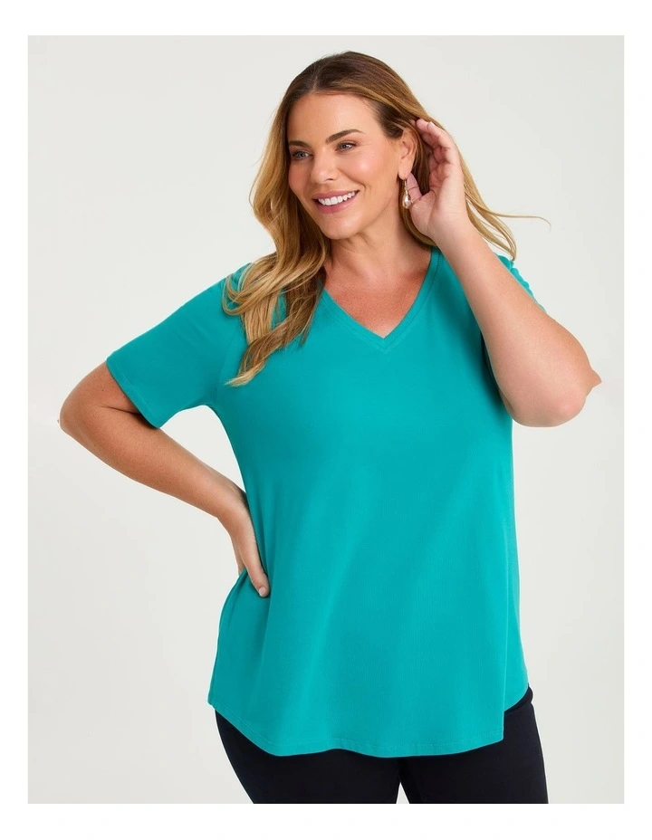 Organic Cotton V-neck T-shirt Jade image 1