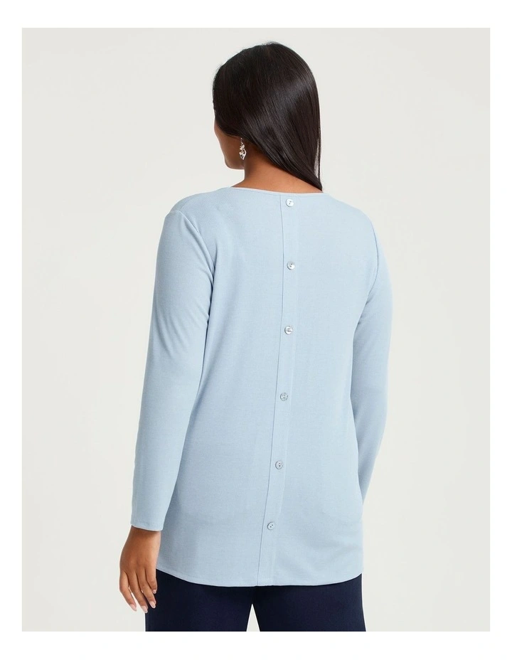 Rib Back Button Detail Top Sky Blue image 2