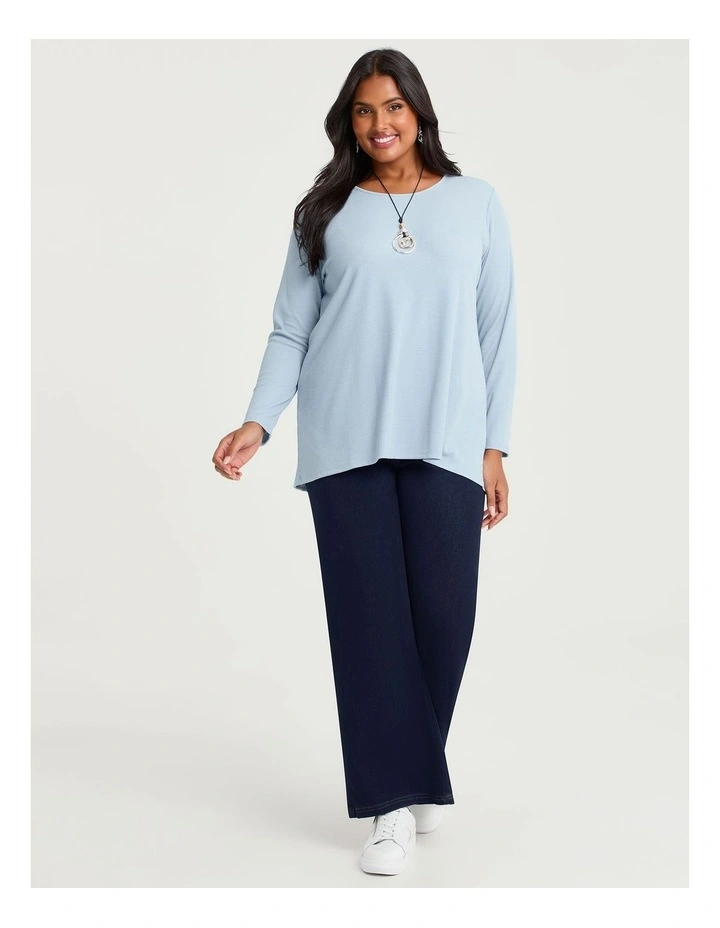 Rib Back Button Detail Top Sky Blue image 3