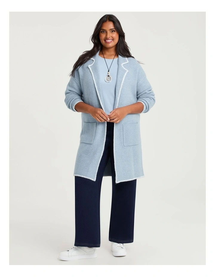 Rib Back Button Detail Top Sky Blue image 4